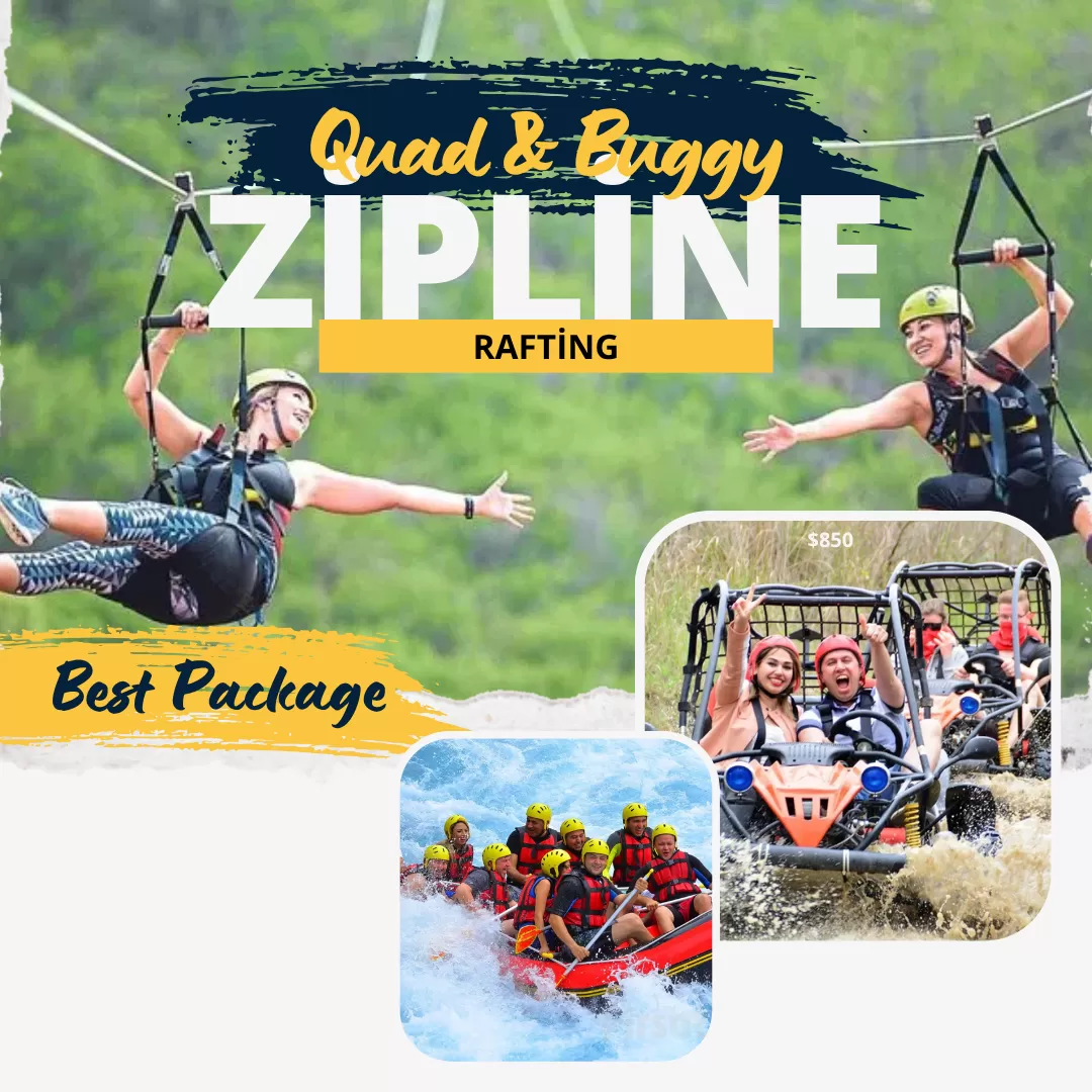 4 IN 1  Quad Bike, Jeep Safari, Rafting and Zipline Combo Tour